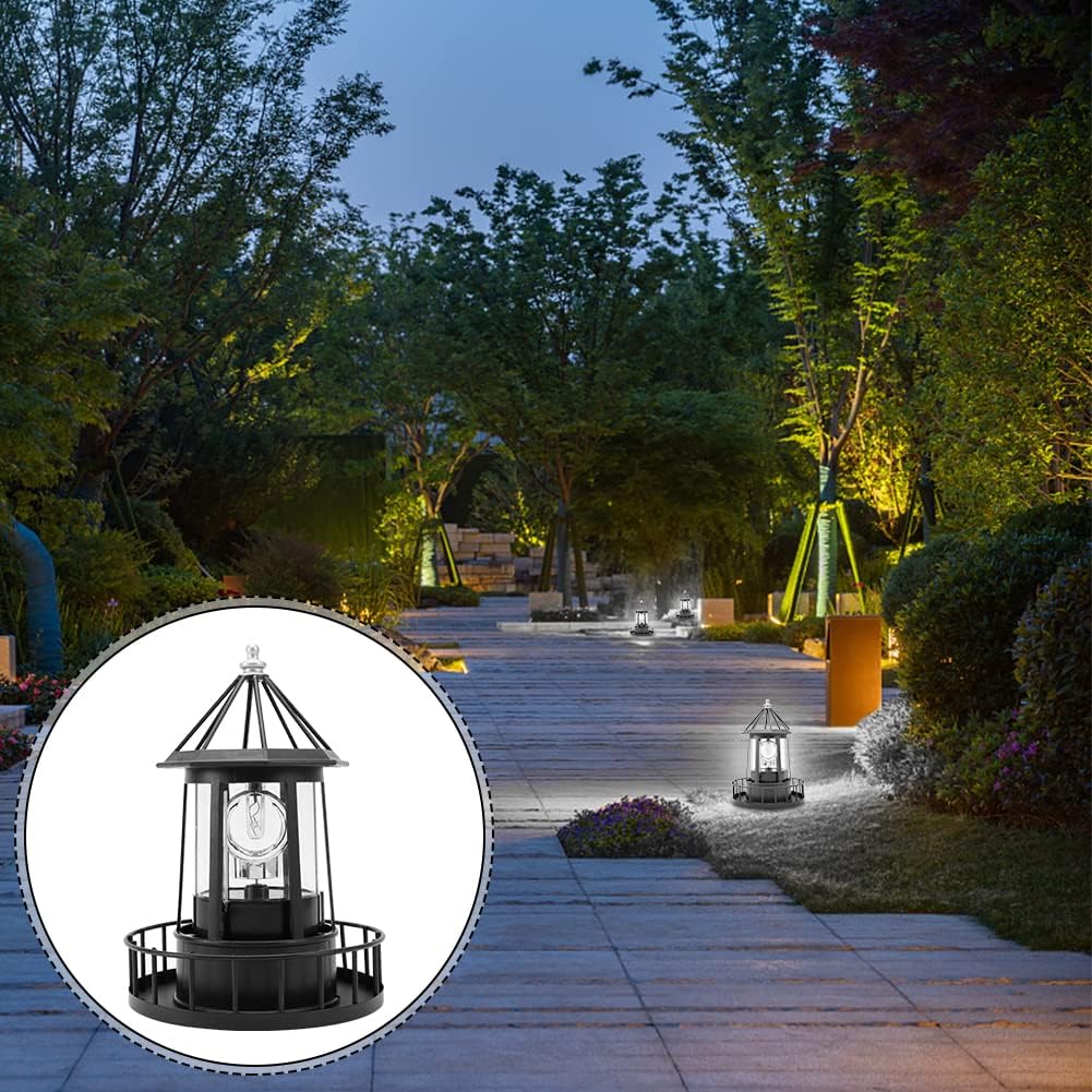 Solar Lighthouse, LED Solar Powered Lighthouse, 360 Degree Rotating Lamp,Solar Powered Lawn Lights,IP65 Waterproof LED Solars Lighthouses Garden Yard Outdoor Decor