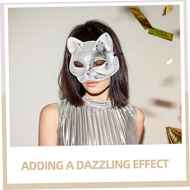 Disco Ball Cat Mask Glittering Novelty Animal Face Mask for Masquerade