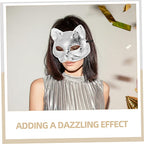 Disco Ball Cat Mask Glittering Novelty Animal Face Mask for Masquerade