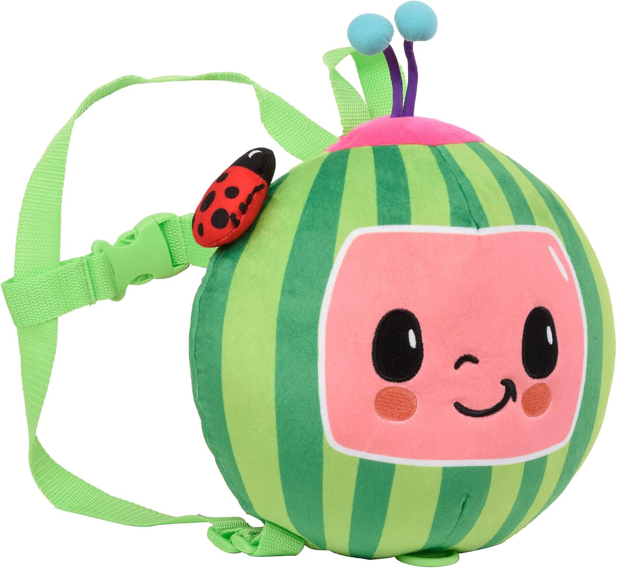 INNOVATIONS Cocomelon Plush Watermelon 10" Toddler Backpack with Detachable Safety Leash