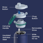 Flip 2-in-1 Straw & Chug Leak-Proof Insulated Water Bottle, 24 fl oz