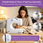 Portable Mini Sewing Machine for Beginners, 12 Stitches, 2-Speed, Foot Pedal, LED Light