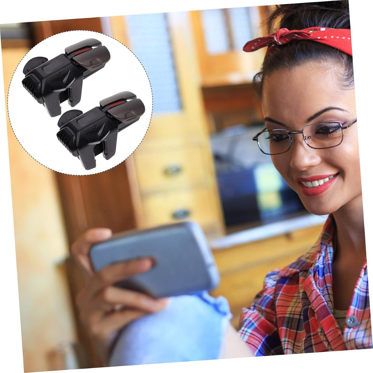 1Pair Game Controller Triggers Compact Six-Finger Linkage Mobile Game Handle Sturdy Design for Enhanced Gaming Experience Compatibility for All Phone Types