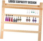 Wooden Jewelry Organizer Earring Display Rack Wall Mounted Khaki Finish, Open Storage Design, Reusable Home and Trade Show Setup, Safe and Easy to Use