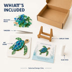 DIY Sea Glass Art Kit, Mosaic Craft Kit with Board, Stand and Glue (Type A) Sea glass art kit with board, stand, tweezers, instructions and glue stick for creating an ocean-inspired display.