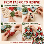 DIY Quilted Christmas and Halloween Tree Kit with Die-Cut Template (Type E) Die-Cut Template, Fabric, Filling and Printed