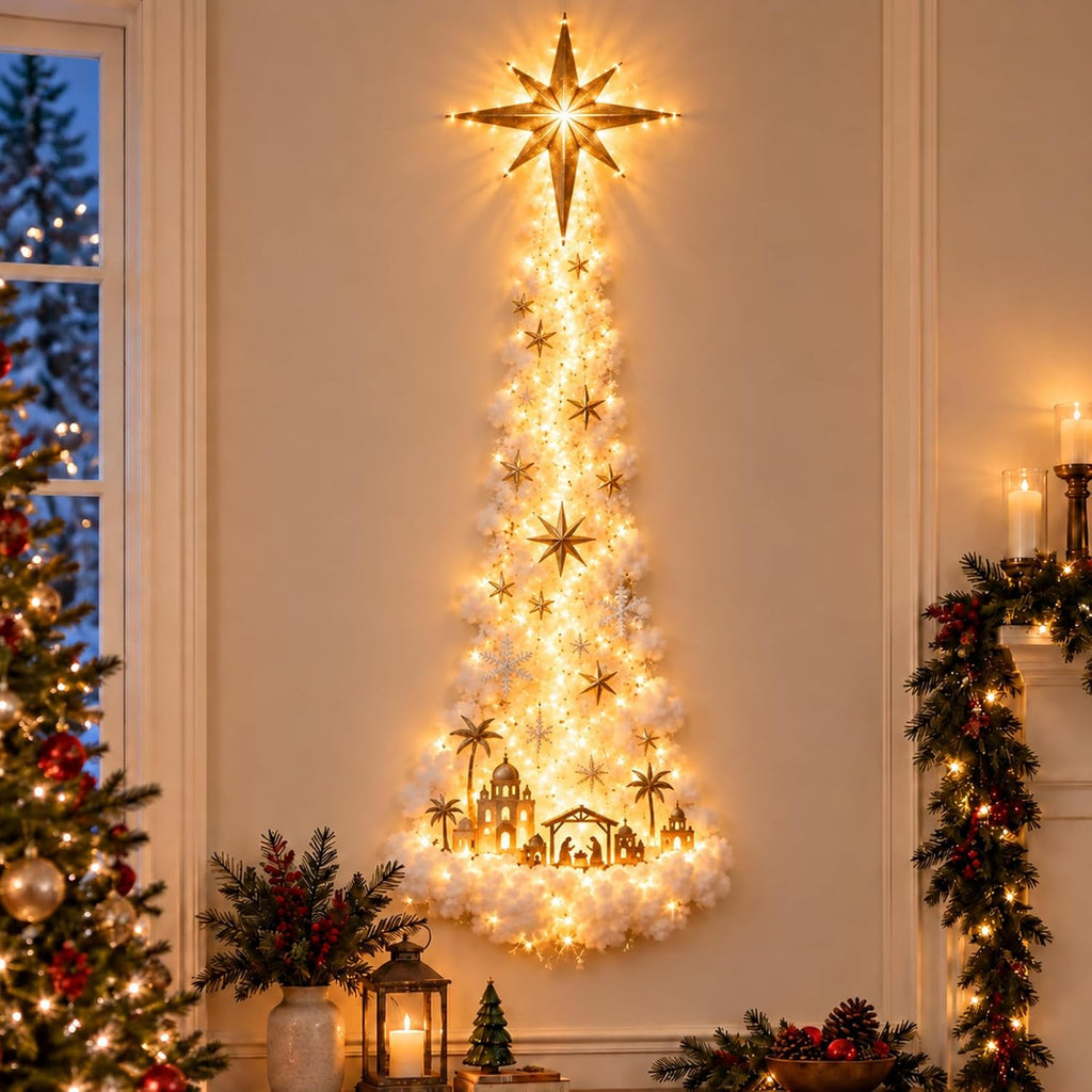 AUOBAG Christmas Wall Decor Lights, LED Christmas Decorations Indoor (Nativity Star)