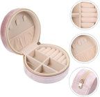 Pink Jewelry Box Portable Travel Case Xmas for Girlfriends Lint Lined, Holds Necklace Bracelet Earrings Rings Pendants, Stylish Shape for Journey and Valentine Gifting