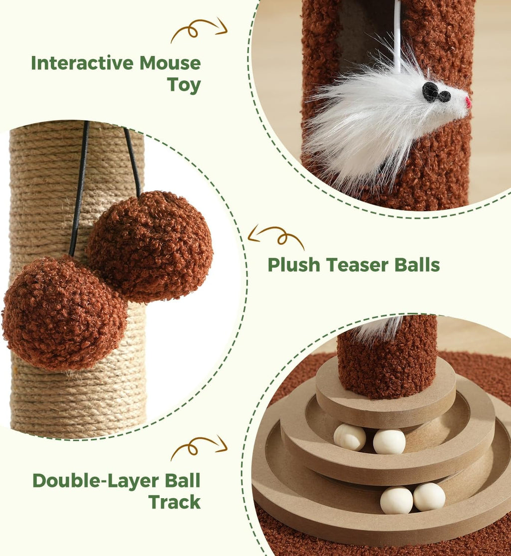 Made4Pets 35" Cat Scratching Post, Interactive Indoor Cat Toy