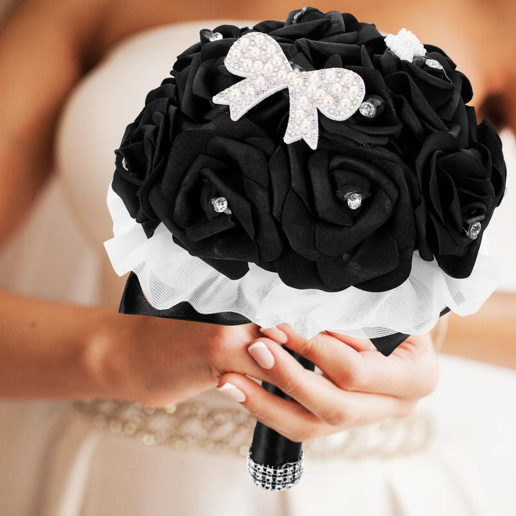 Artificial Flower Bouquet Bridal Bouquet for Bride Wedding Fake for Ceremony Bridal Shower Engagement Party Simulated Flowers Home Decor 9.44 X 6.29 X 6.29 in