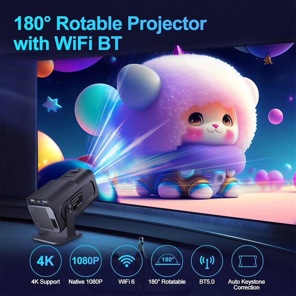 HY320 1080P Android Projector, 390ANSI, WiFi6, Bluetooth 5.0, Portable Home Theater