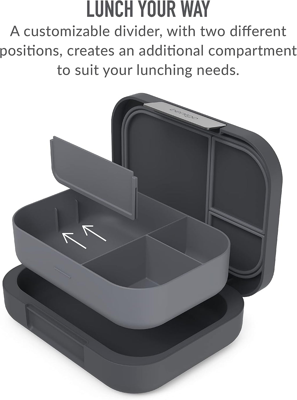 Modern Bento-Style Lunch Box Set With Reusable Snack Cup (Dark Gray)