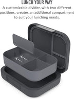 Modern Bento-Style Lunch Box Set With Reusable Snack Cup (Dark Gray)