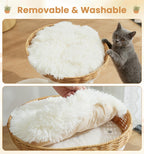17.7" Modern Cat Tree, Basket Bed with Scratching Post for Small Cats