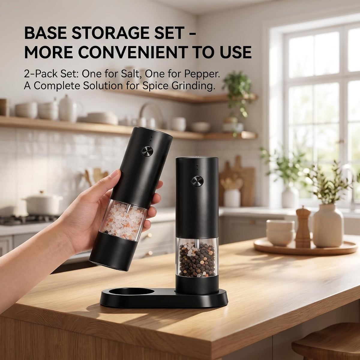 Electric Salt and Pepper Grinder Shakers Kitchen Set for Women Home Gifts