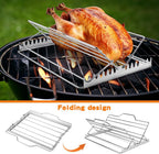 Adjustable Roasting Rack with Lift for Turkey Chicken, Roasting Rack Insert, Fits 9x13 Pan, Non-Stick Heavy Duty Stainless Steel Cooking Rack for Oven, Grill, Smoker, BBQ