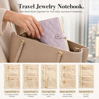 Travel Jewelry Notebook, Jewelry Notebook Organizer with 5 Detachable Binder Pages for Rings, Earrings, Necklaces, Tangle-Free Storage for Travel & Daily Use