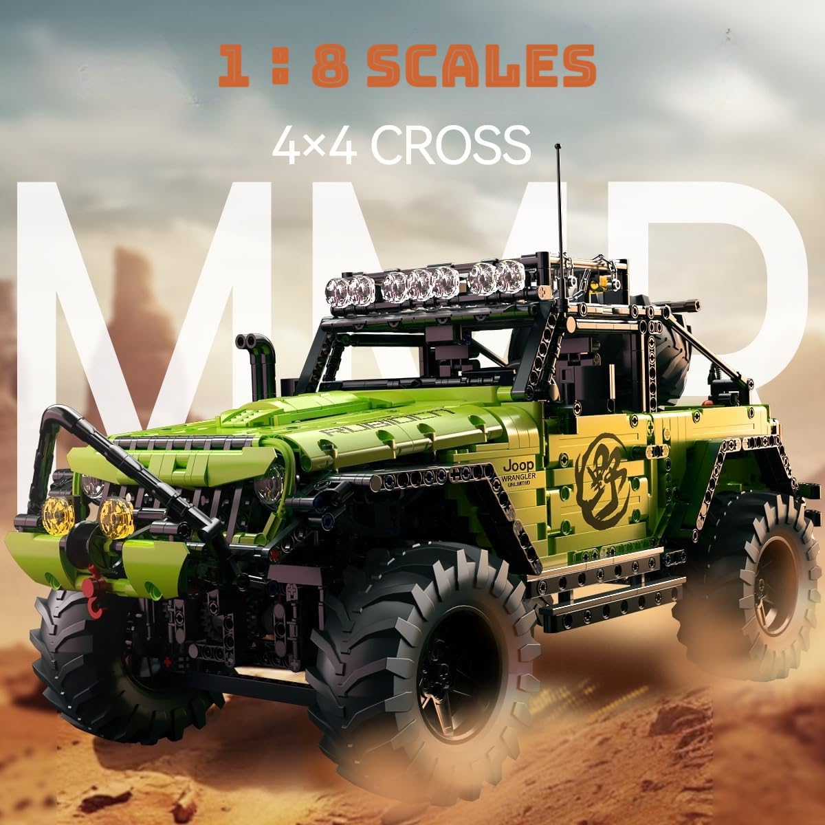 Wrangler 1:8 Off-Road Building Blocks, 2,357-Piece 4x4 SUV Model Kit