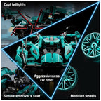 1:14 Blue Race Car Building Blocks, 981-Piece Supercar Model Kit