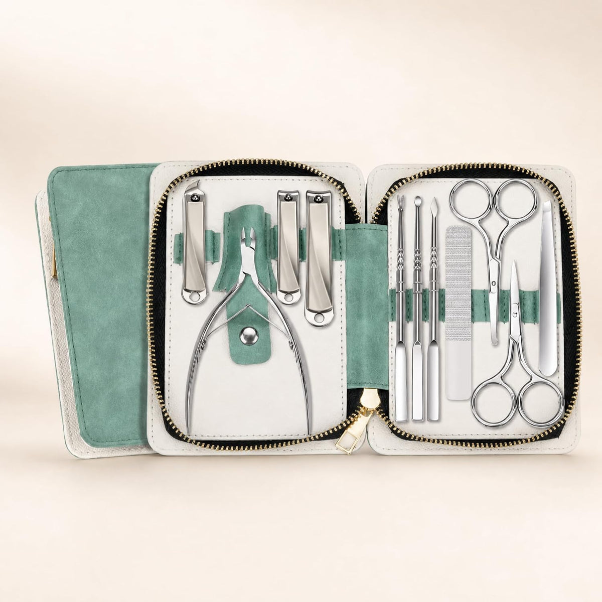 11-in-1 Professional Nail Care Kit, Stainless Steel Clippers with Leather Case