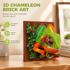 3D Chameleon Sculpture Kit, Colorful Micro Building Bricks Wall Art Decor