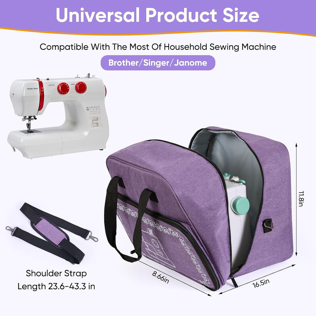 Universal Sewing Machine Carrying Case With Shoulder Strap/Purple(Bag Only)