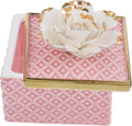 Pink Ceramic Trinket Box with Lid, Ring Holder for Jewelry Xmas