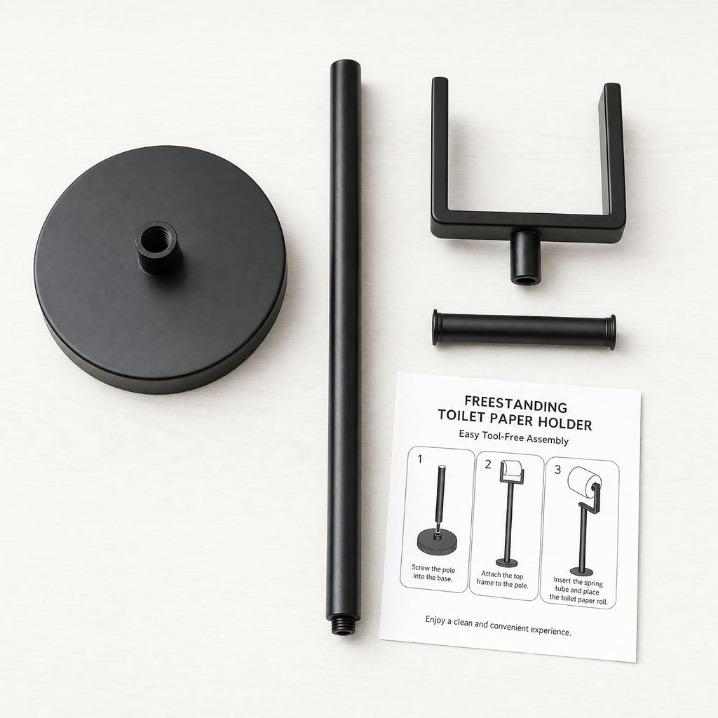 Stainless Steel Toilet Paper Holder Stand with Weighted Base, Free Standing Bathroom Tissue Holder
