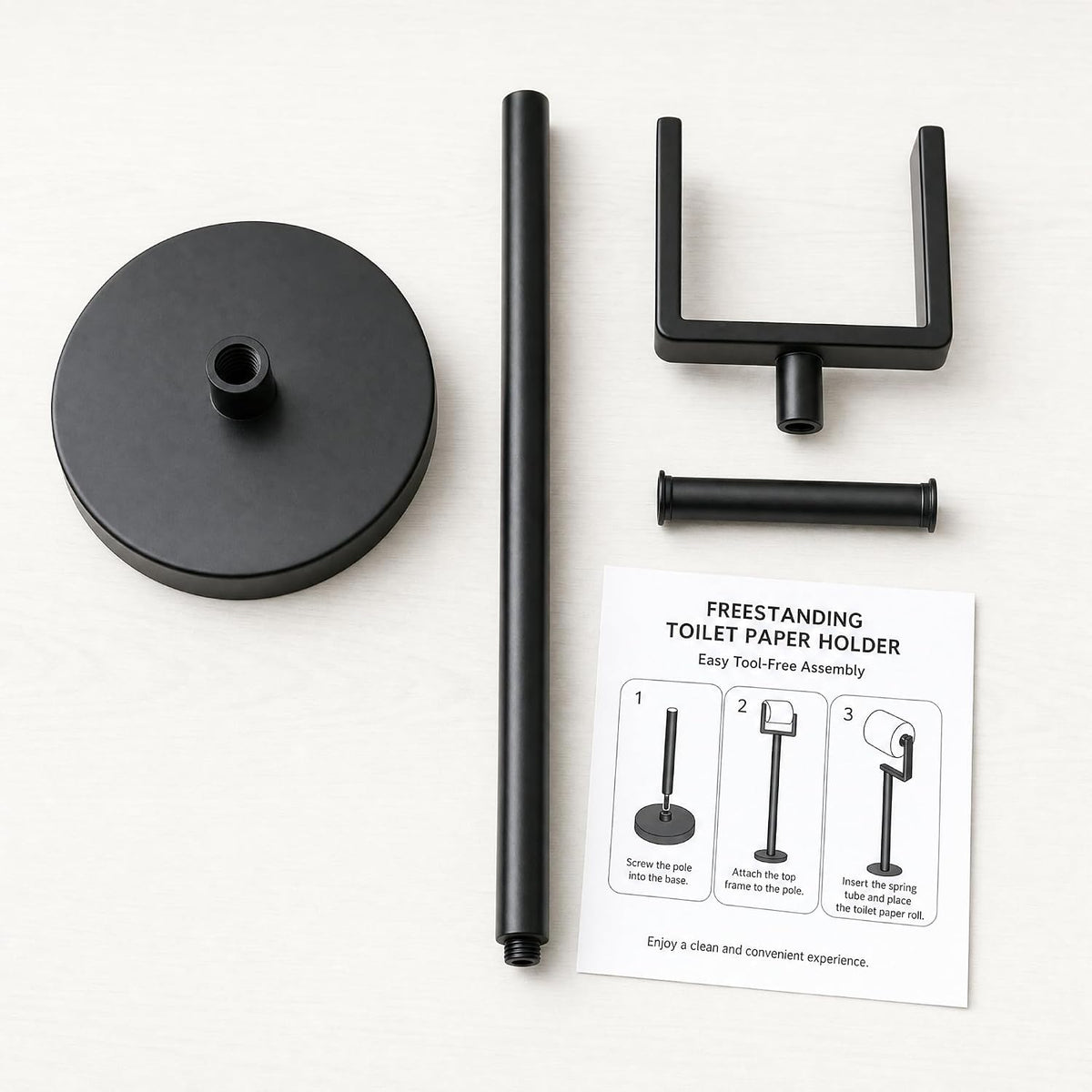 Stainless Steel Toilet Paper Holder Stand with Weighted Base, Free Standing Bathroom Tissue Holder