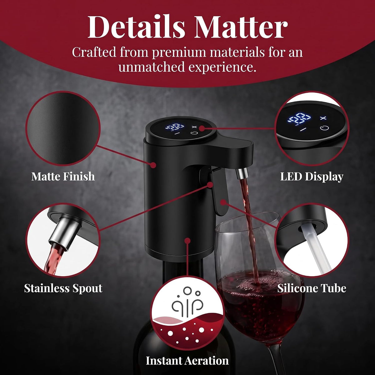 Rechargeable Bottle Top Pourer,Electric Whisky Dispenser