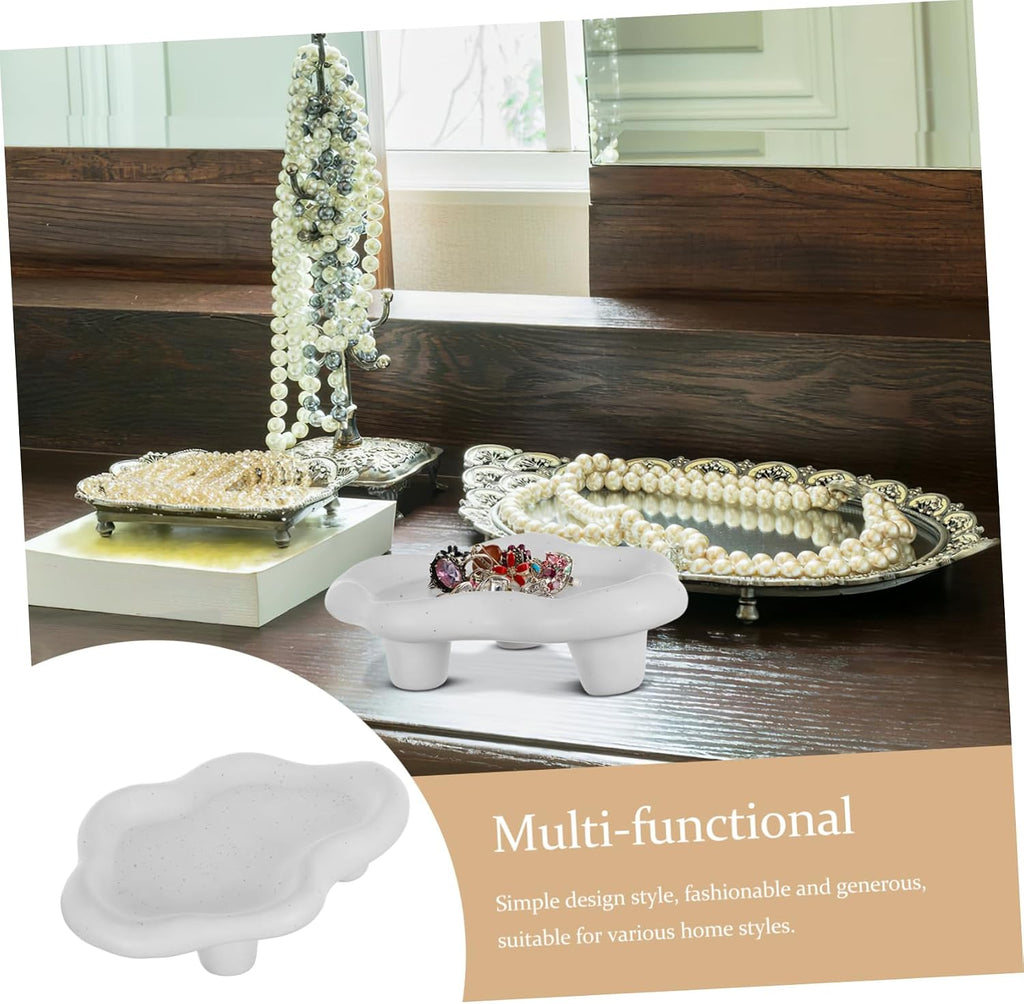 Ceramic Cloud-Shaped Jewelry Tray Cute Trinket Dish for Home Decor Elegant Holder for Organizing Keys and Accessories Bedrooms and Living Rooms