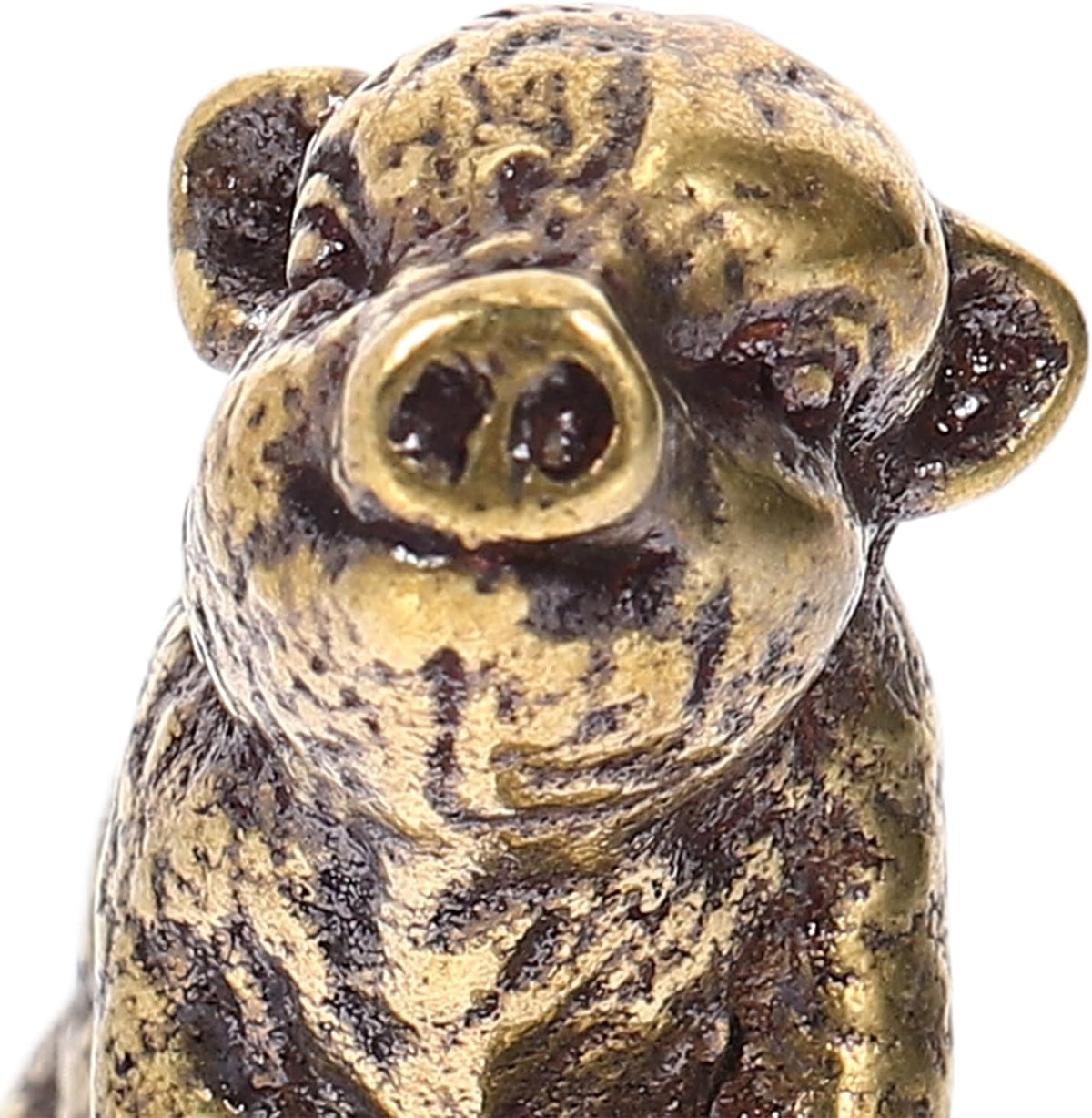 Retro Mini Desktop Pig Ornament Brass Golden 1.06X0.90X0.71in Smooth Brass Finish, Mini Pig Ornament, Living Room Study Office Decor