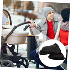 Insulated Stroller Mittens for Winter, Windproof Warm Gloves Xmas 1 Pair, Oxford Cloth Cotton Build, Black Finish, Outdoor Use, Men and Women, Sturdy Practical Design