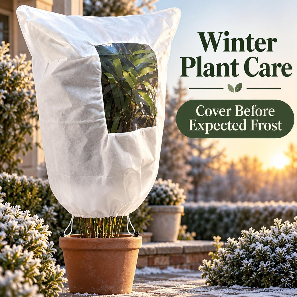 Plant Frost Protection Covers with Viewing Window, Drawstring (80 * 100cm*2,White)
