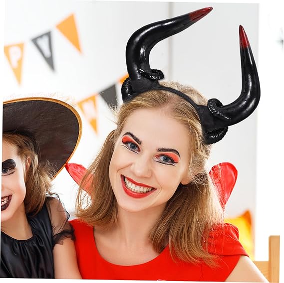 Halloween Cosplay Horn Headband Black Plastic Hair Accessory Photo Prop for Costume Cosplay, Gorgeous Style, Halloween Season Party Dress, Black Finish