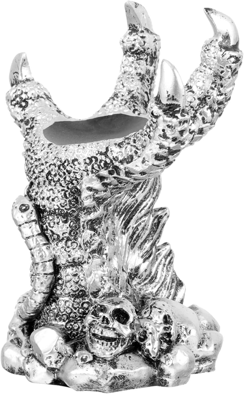 Dragon Claw Sphere Holder Resin Display Base for Crystal Ball Silver Finish, Flat No Burrs Design, Light Weight Build, Bedroom Table Accent