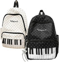 Piano Backpack With Polka Dot Pattern, Cutecore Style Daypack For High School Students, Travel And Everyday Use (2 Pcs)