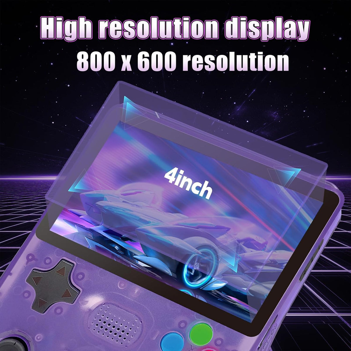 R39S Handheld Game Console, 4-Inch Portable Gaming Console with 20,000+ Classic Games,(Purple)