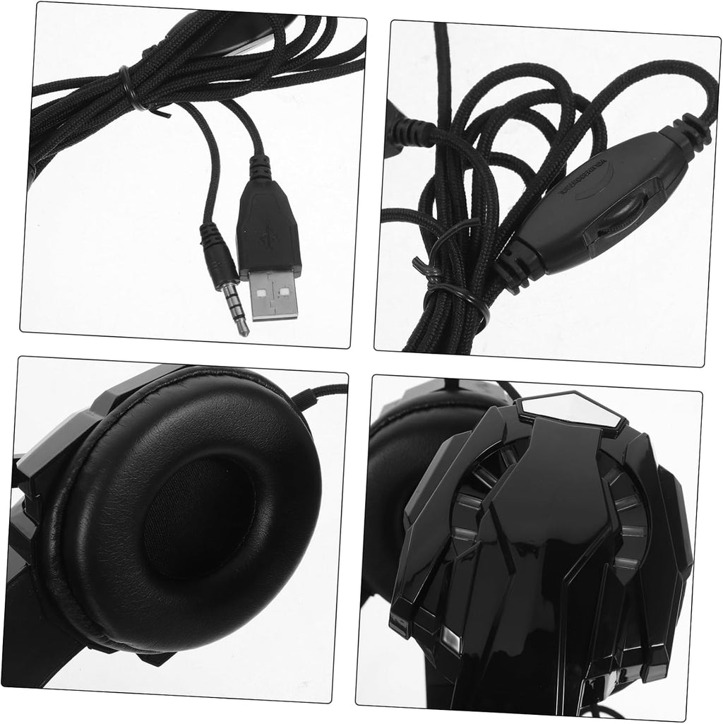 i3000 Gaming Headset with Mic, Black Plastic Over Ear Computer Stretchable Fit, Wired Use, Omnidirectional Microphone, Luminous Style, Gaming Scenario, Long Wear Comfort