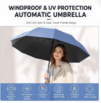 Creative Ring Buckle Windproof Reinforced Umbrella, Sunny Umbrella Automatic Folding Umbrella - Reverse Auto Open for Commuting and Outdoor Use