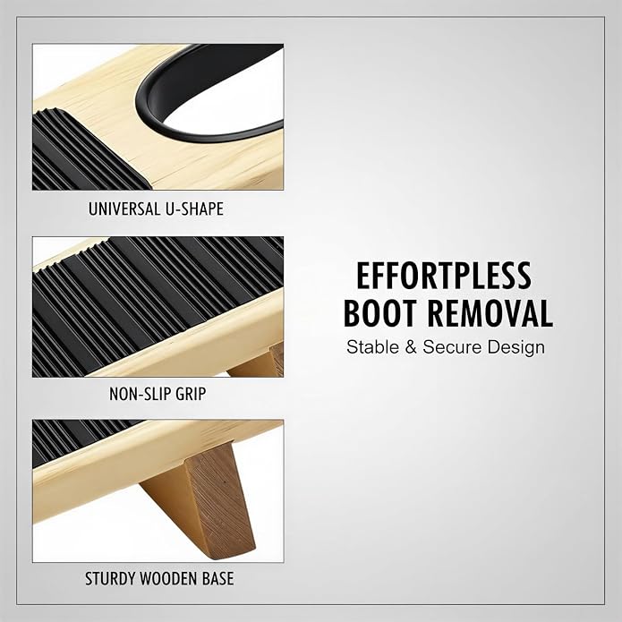 2 Pcs Wooden Boot Jack and Hook Set, Long Handle Boot Puller Remover Tool for Work & Cowboy Boots, Shoe Helper for Men & Women