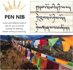 Tibetan Fountain Pen Nibs Flat Nib Golden 5 pack Brass Nibs, Even Ink Production, Sturdy and Not Easy to Deform, Rinse after Use