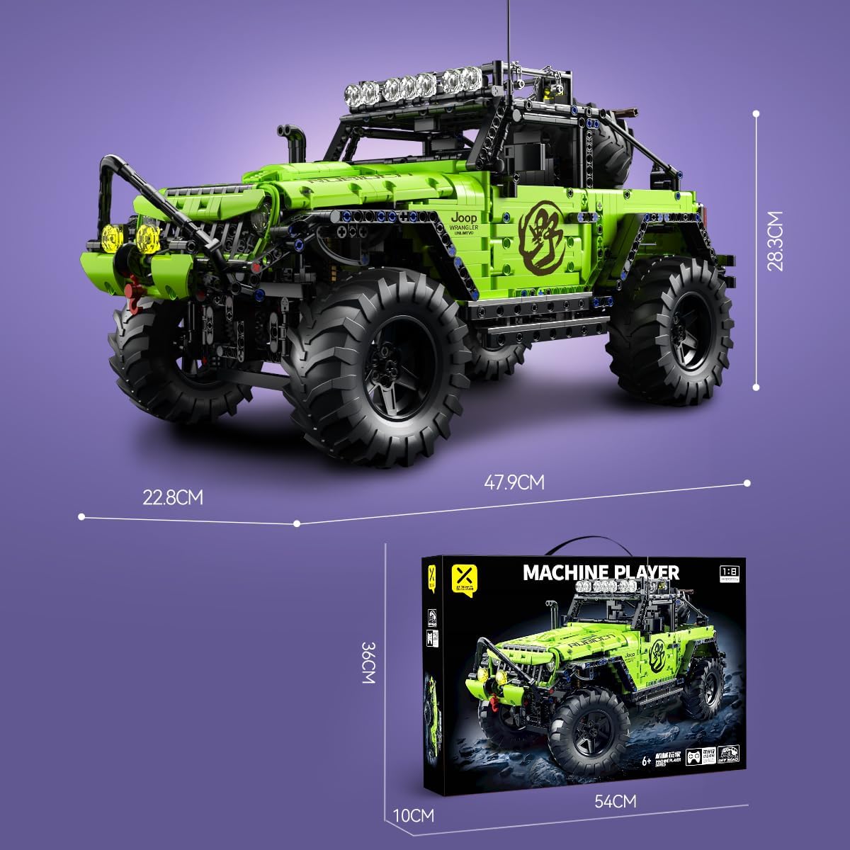 Wrangler 1:8 Off-Road Building Blocks, 2,357-Piece 4x4 SUV Model Kit