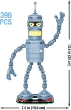 Futurama Bender Building Kit, 396-Piece Posable Robot Figure with Gold Chain