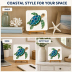 DIY Sea Glass Art Kit, Mosaic Craft Kit with Board, Stand and Glue (Type A) Sea glass art kit with board, stand, tweezers, instructions and glue stick for creating an ocean-inspired display.