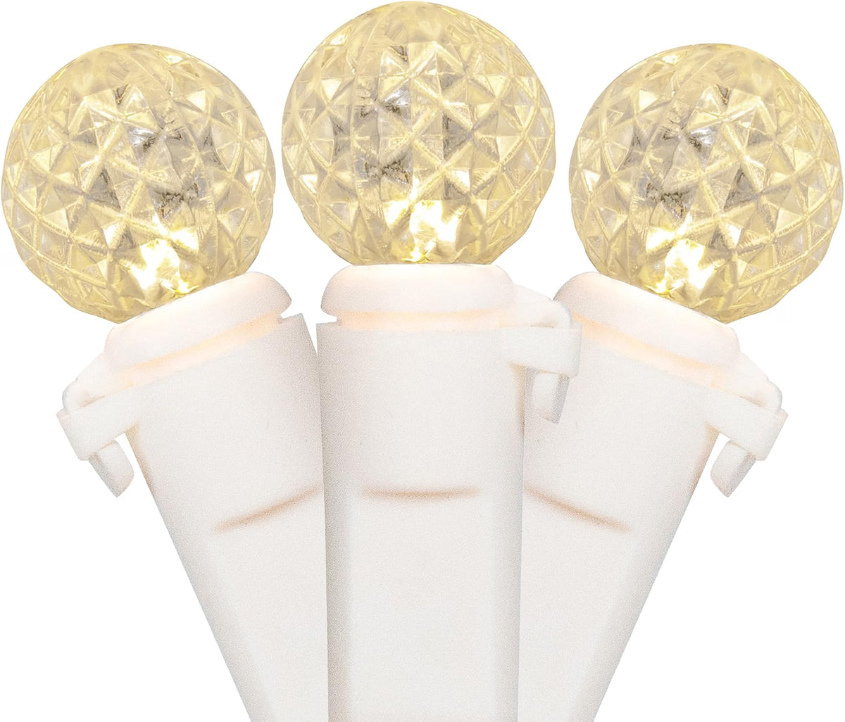 LED G12 Berry Faceted Christmas Lights - Warm White - 15.9' White Wire - 50ct