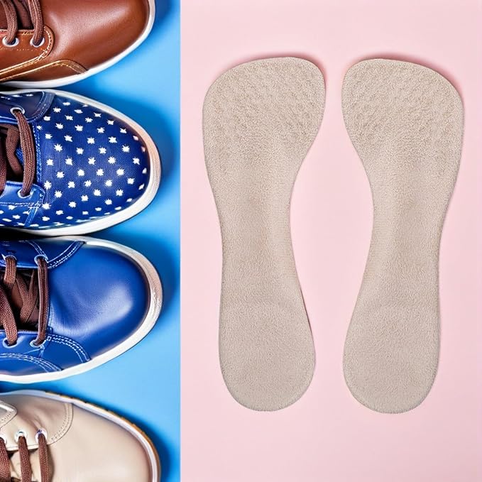 3 Pairs Arch Support Insoles with Shock Absorption for Women Gel and Cloth Build, Sweat Absorbent Finish, Anti Slip Design, Black Apricot Set