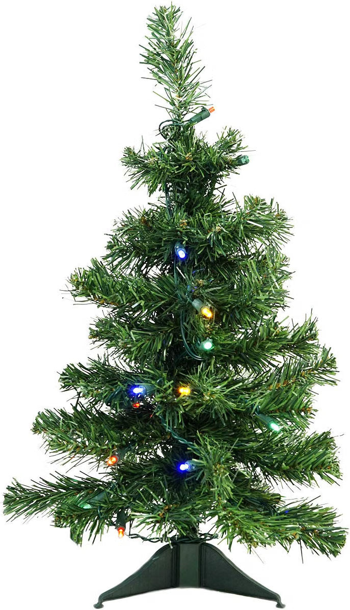 2' Pre-Lit Medium Mixed Classic Pine Artificial Christmas Tree - Multicolor LED Lights