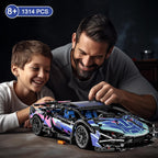 1:14 Sport Car Building Blocks, Technical Racing Model with LED Lights