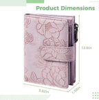 Wallet for Women, Embossed PU Leather Trifold Short Purse, RFID Blocking Credit Card Holder with Card Slots, Coin Pocket, Buckle Closure, Metallic Zipper